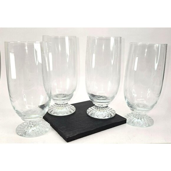 Mikasa Crystal Footed Iced Tea Glasses Icicles Set Of 4 Decorative Bases JJ3803 - Picture 2 of 8